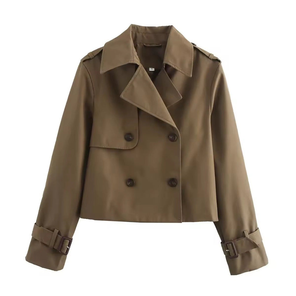 Isabelle | Eleganter kurzer zweireihiger Trenchcoat