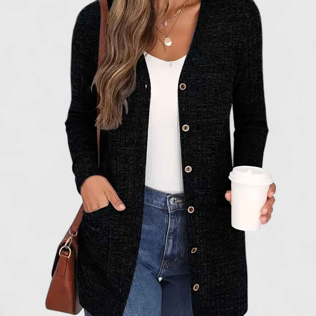 Bequemer V-Ausschnitt Cardigan für einen eleganten und lässigen Stil