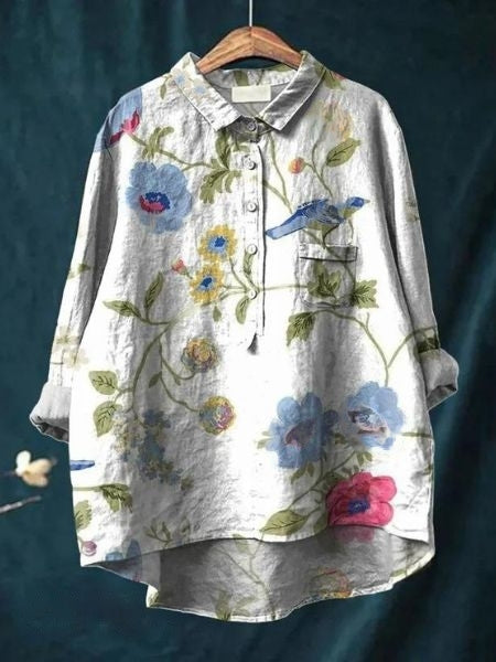 Alodia | Florale Französische Vintage-Bluse