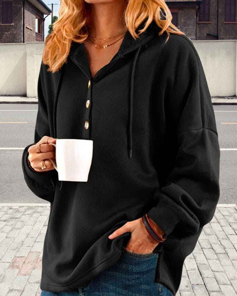Eleganter Damen-Kapuzenpullover mit stilvollen Knöpfen