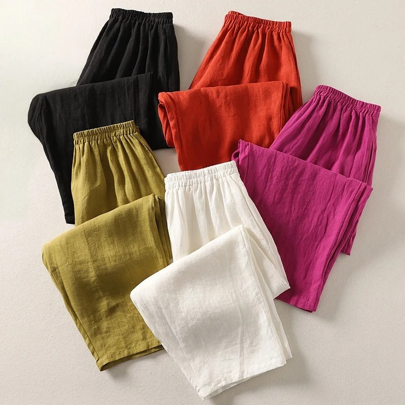 Amalia™ – Fließende Hose aus Baumwolle und Leinen