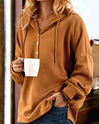 Eleganter Damen-Kapuzenpullover mit stilvollen Knöpfen