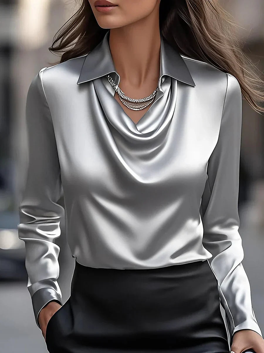 Demi - Elegante Bluse mit drapiertem Kragen