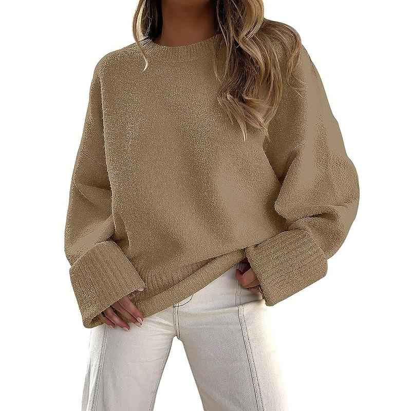 Kuscheliger Langarm-Rundhals-Pullover für Wärme und Komfort im Alltag