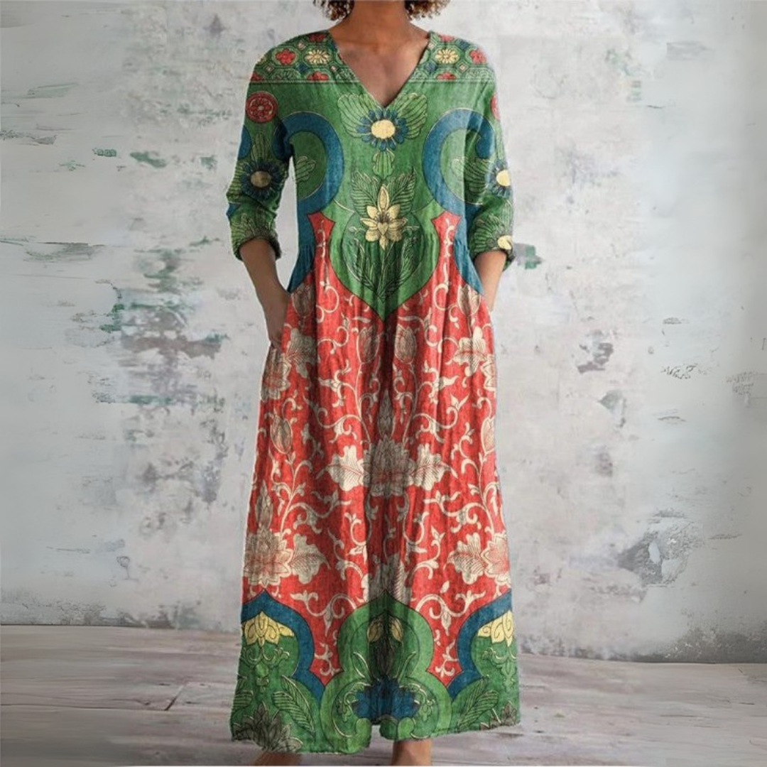 Judith | Vintage Floral Maxi-Kleid