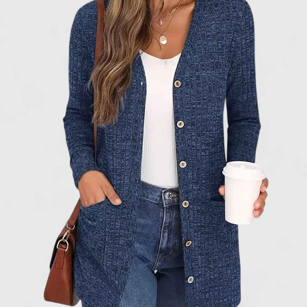 Bequemer V-Ausschnitt Cardigan für einen eleganten und lässigen Stil