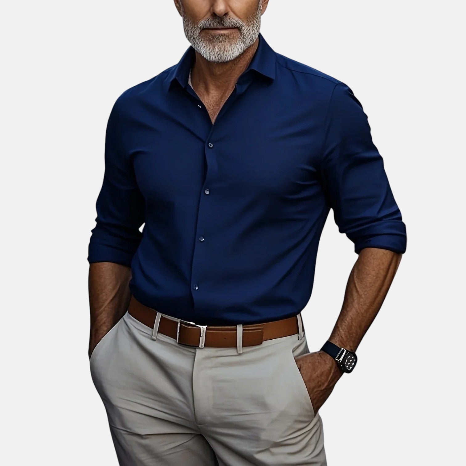Slim Fit Business Hemd mit Knitterfrei