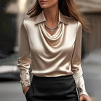 Hogan - Stilvolle, trendige Damenbluse im Satin-Look mit Wasserfallausschnitt