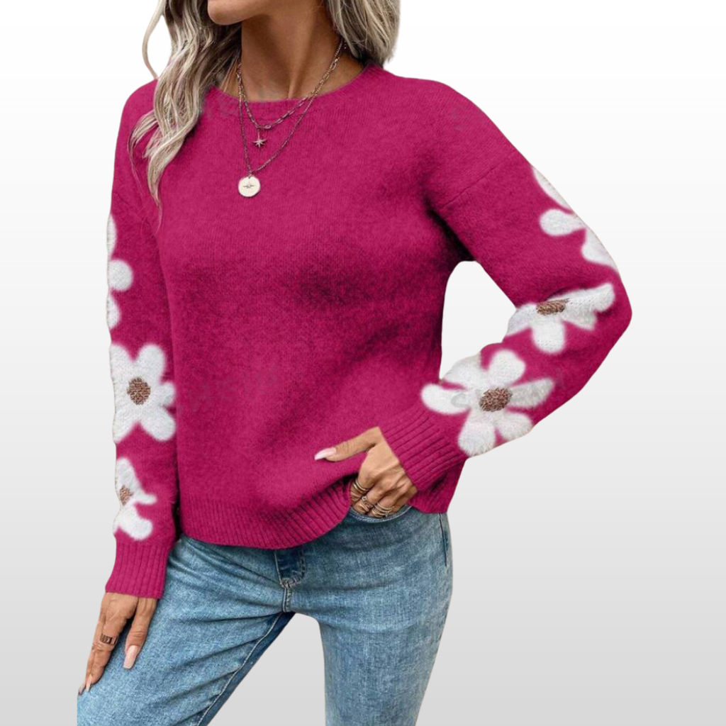 Rundhals-Strickpullover für Herbst und Winter Damen