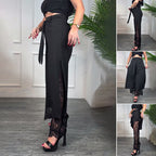 Stilvolle Weitbein-Hose mit Transparentem Spitzeneinsatz