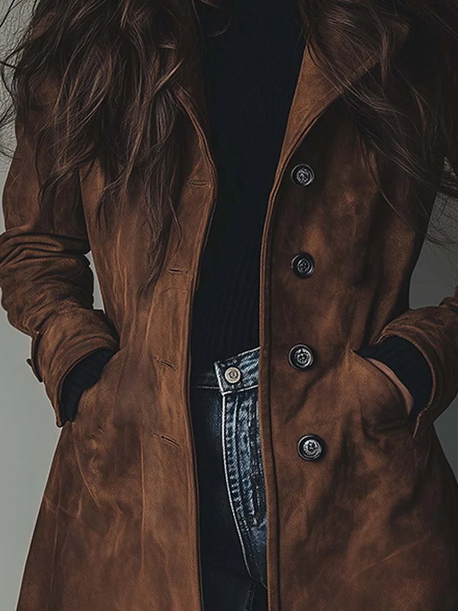 Claudia | Langer taillierter Trenchcoat mit zeitlosem zweireihigem Stil