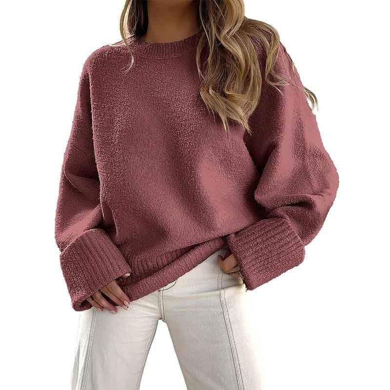 Kuscheliger Langarm-Rundhals-Pullover für Wärme und Komfort im Alltag