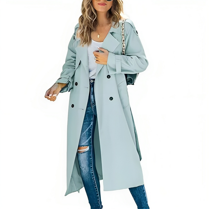 Celeste | Klassischer zweireihiger Trenchcoat für mühelose Eleganz