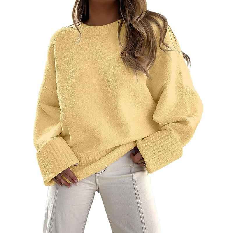 Kuscheliger Langarm-Rundhals-Pullover für Wärme und Komfort im Alltag