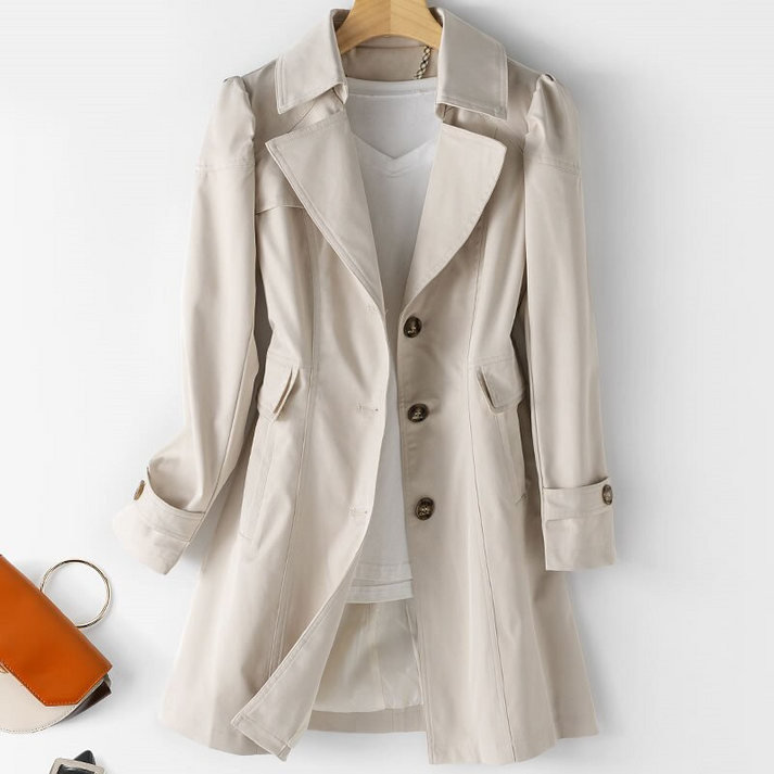 Charlotte | Klassischer, mittellanger wetterfester Trenchcoat