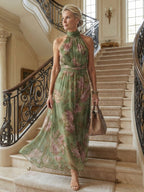 Paula | Midi-Kleid mit gerafftem Halterneck-Ausschnitt