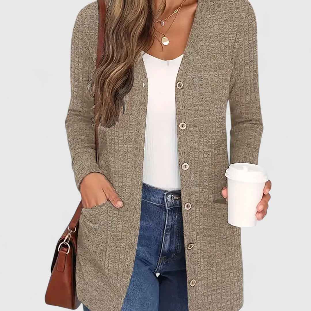 Bequemer V-Ausschnitt Cardigan für einen eleganten und lässigen Stil