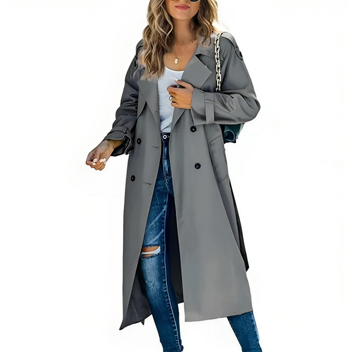 Celeste | Klassischer zweireihiger Trenchcoat für mühelose Eleganz