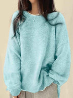 Strickpullover mit Drop-Shoulder, Rundhals und Schlitzsaum - Chic und gemütlich