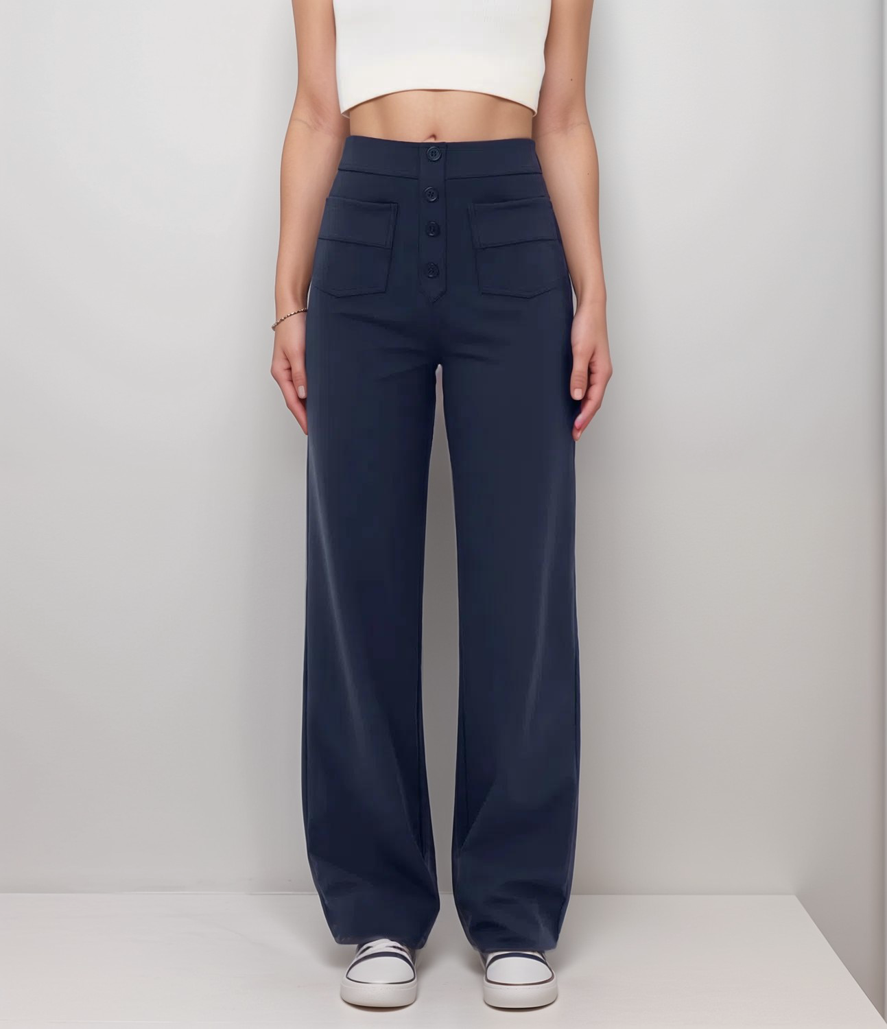 Elastische Hose mit hoher Taille