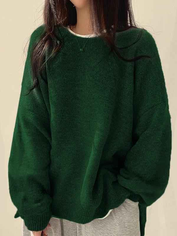 Strickpullover mit Drop-Shoulder, Rundhals und Schlitzsaum - Chic und gemütlich