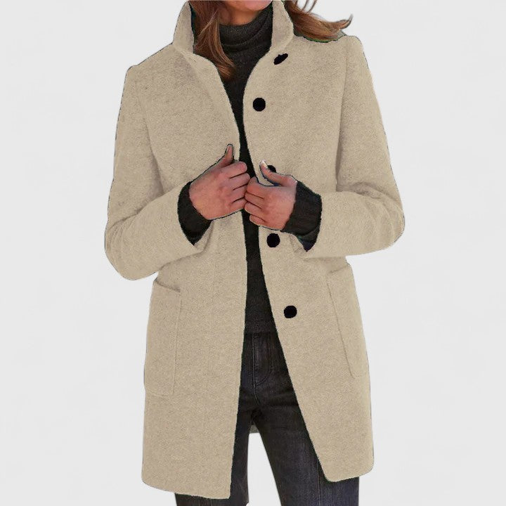 Avery | Women's Wool Coat - Button-Front Warmth