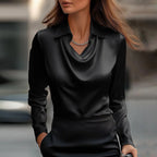 Hogan - Stilvolle, trendige Damenbluse im Satin-Look mit Wasserfallausschnitt