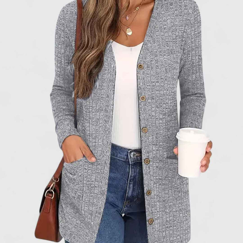 Bequemer V-Ausschnitt Cardigan für einen eleganten und lässigen Stil