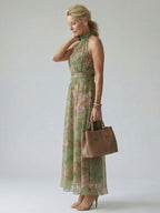 Paula | Midi-Kleid mit gerafftem Halterneck-Ausschnitt