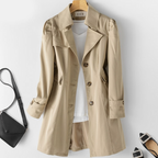 Charlotte | Klassischer, mittellanger wetterfester Trenchcoat