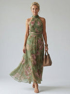 Paula | Midi-Kleid mit gerafftem Halterneck-Ausschnitt