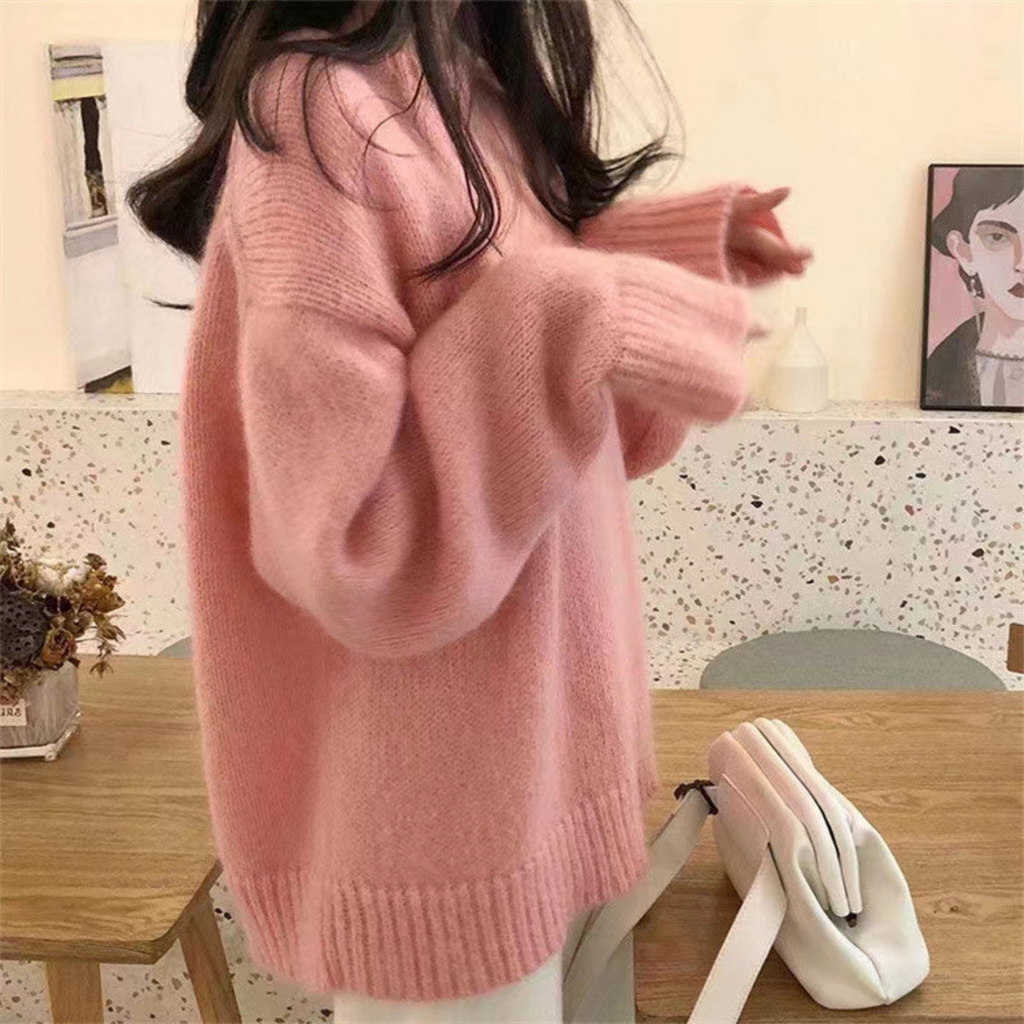 Gemütlicher, lässiger Strickpullover - Langarm, Rundhalsausschnitt