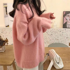 Gemütlicher, lässiger Strickpullover - Langarm, Rundhalsausschnitt