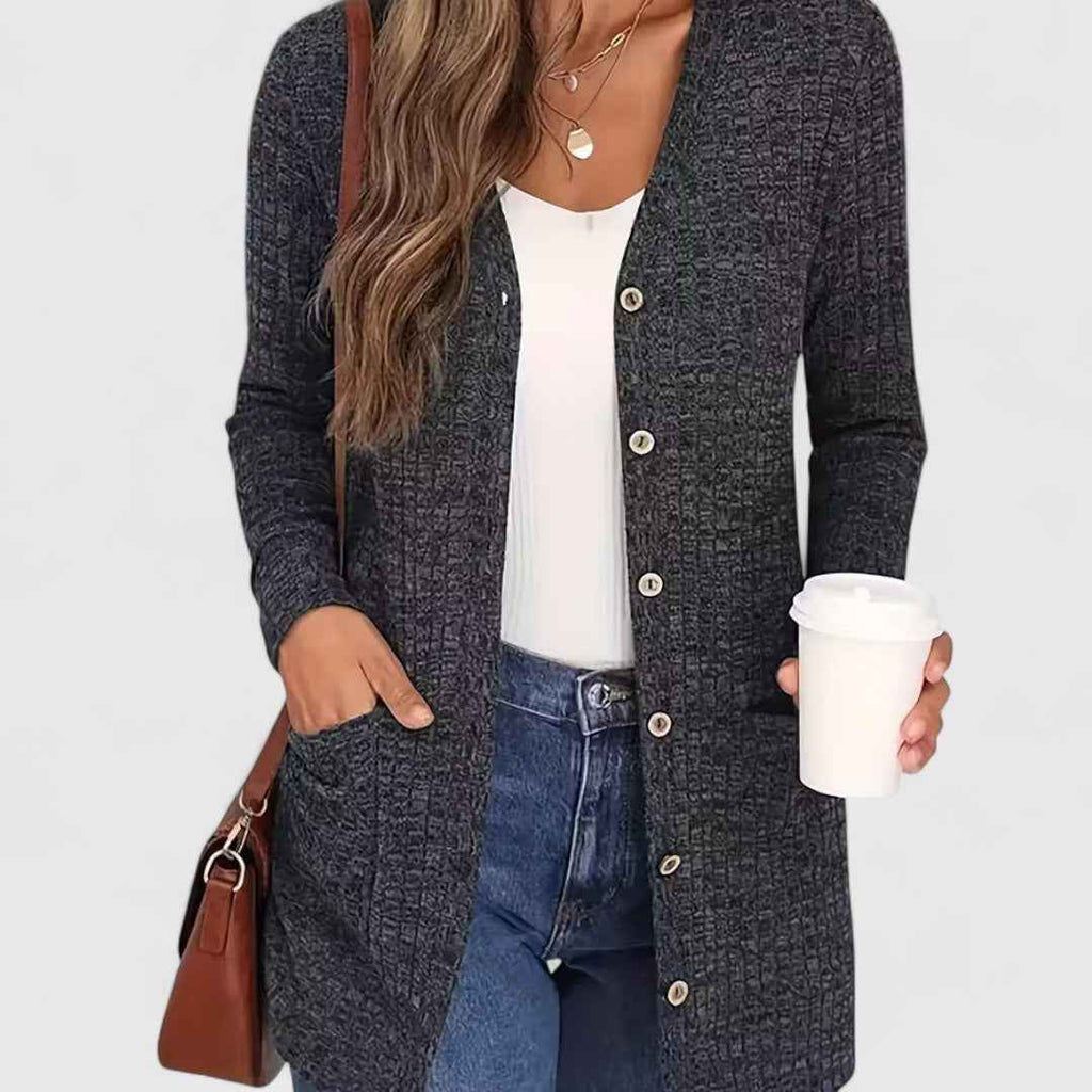 Bequemer V-Ausschnitt Cardigan für einen eleganten und lässigen Stil