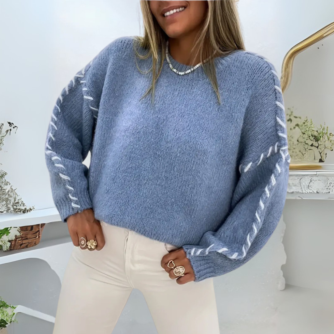 Kuschelig Ultraweicher Langarm-Pullover mit Rundhalsausschnitt Damen