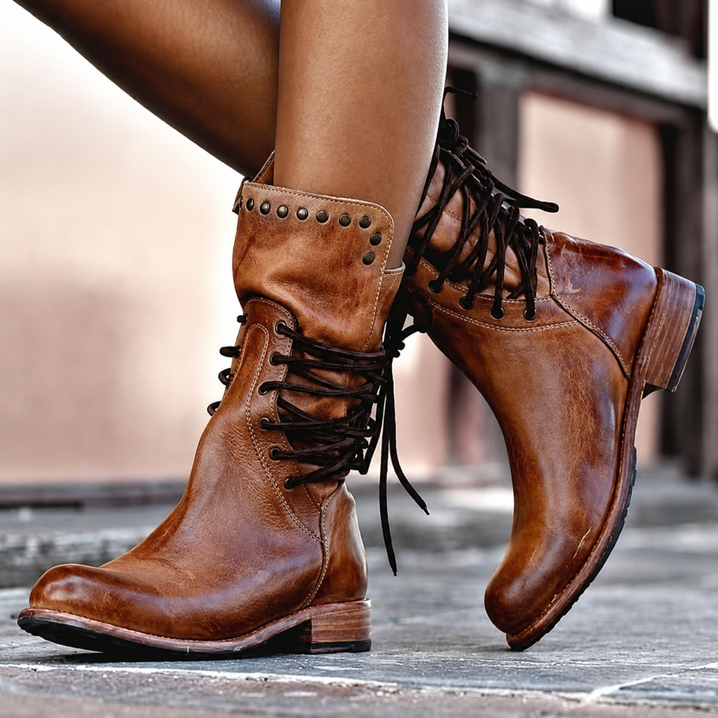 Nova | Cross-Tied Biker Stiefeletten mit Fleece-Futter