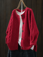Damen Strick-Cardigan mit Zopfmuster aus Schafskaschmir