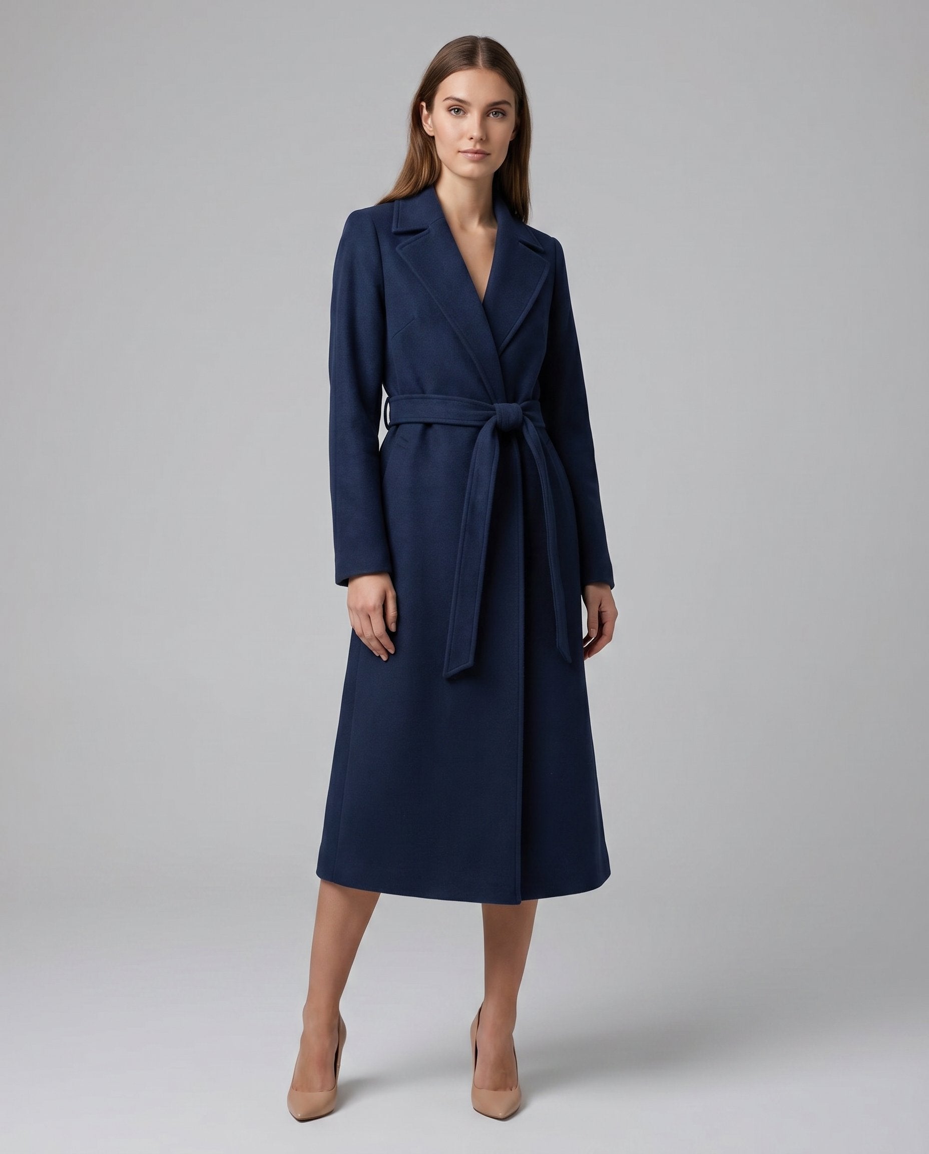 Victoria | Eleganter Trenchcoat aus Wollmischung mit Gürtel