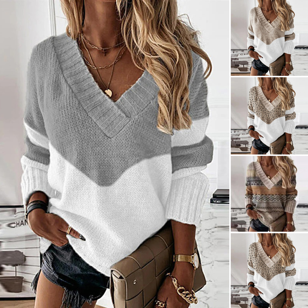 Stilvoller Damen-V-Ausschnitt Pullover für einen eleganten Look