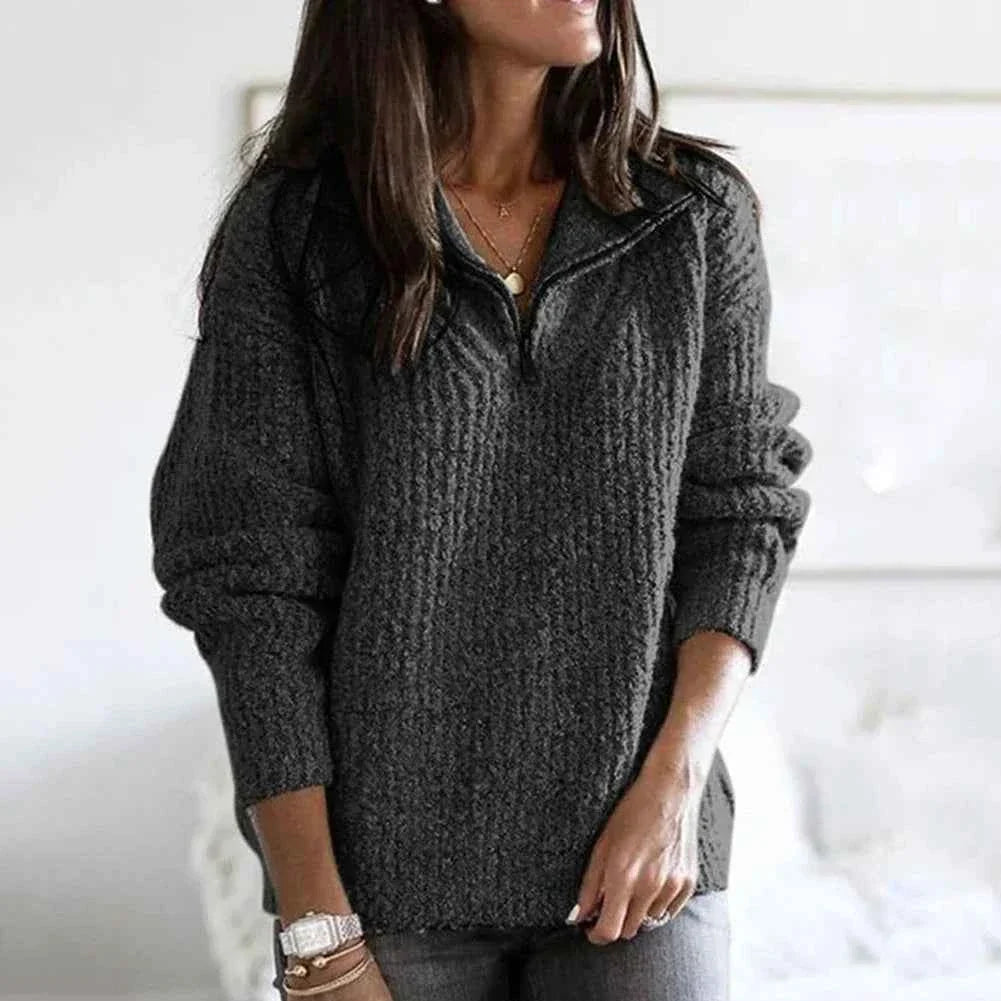 Stilvoller Damen-Halb-Reißverschluss-Pullover für Komfort und Eleganz