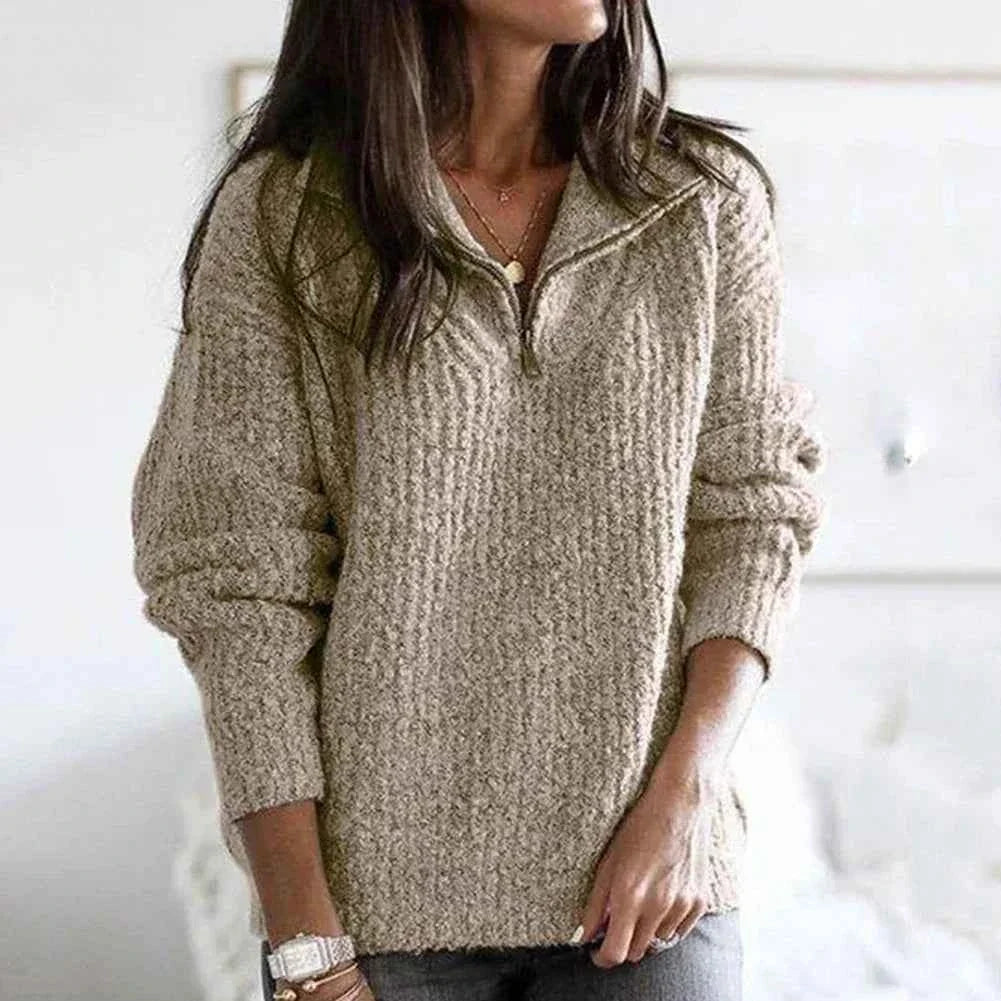 Stilvoller Damen-Halb-Reißverschluss-Pullover für Komfort und Eleganz