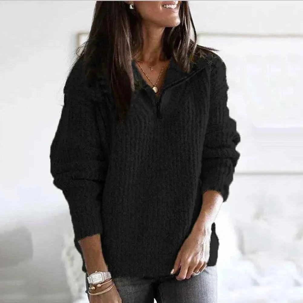 Stilvoller Damen-Halb-Reißverschluss-Pullover für Komfort und Eleganz
