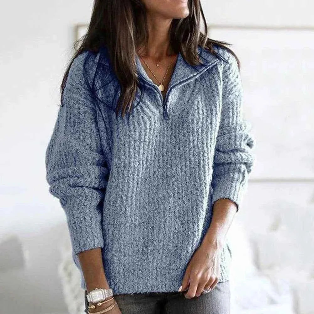 Stilvoller Damen-Halb-Reißverschluss-Pullover für Komfort und Eleganz