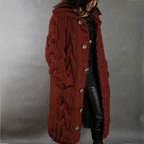 Eleanor | Women's Cable Knit Coat - Hooded