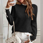 Strickpullover mit Spitzenbesatz Damen