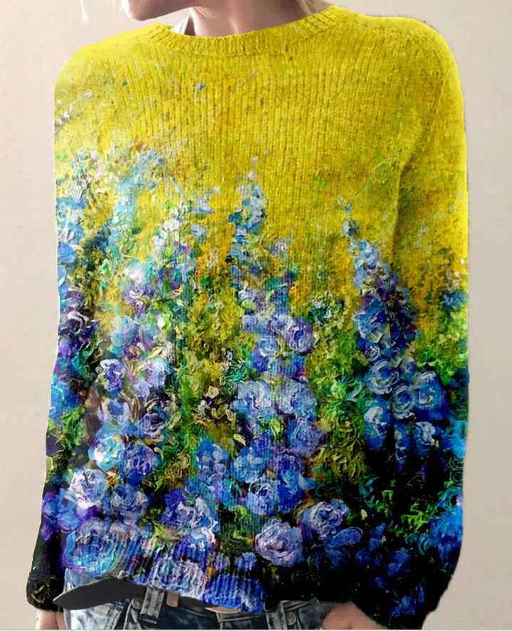 Eleganter Damen-Pullover mit liebevoller Blumenbestick