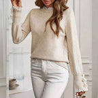 Strickpullover mit Spitzenbesatz Damen