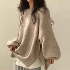 Strickpullover mit Drop-Shoulder, Rundhals und Schlitzsaum - Chic und gemütlich