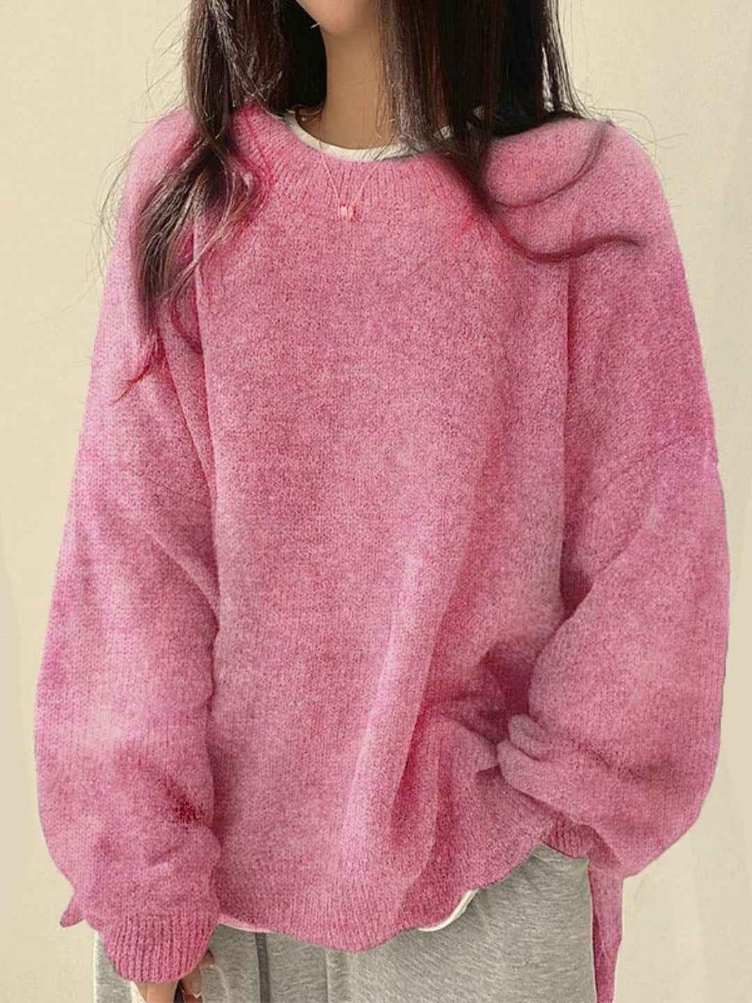 Strickpullover mit Drop-Shoulder, Rundhals und Schlitzsaum - Chic und gemütlich