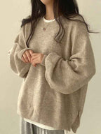 Strickpullover mit Drop-Shoulder, Rundhals und Schlitzsaum - Chic und gemütlich
